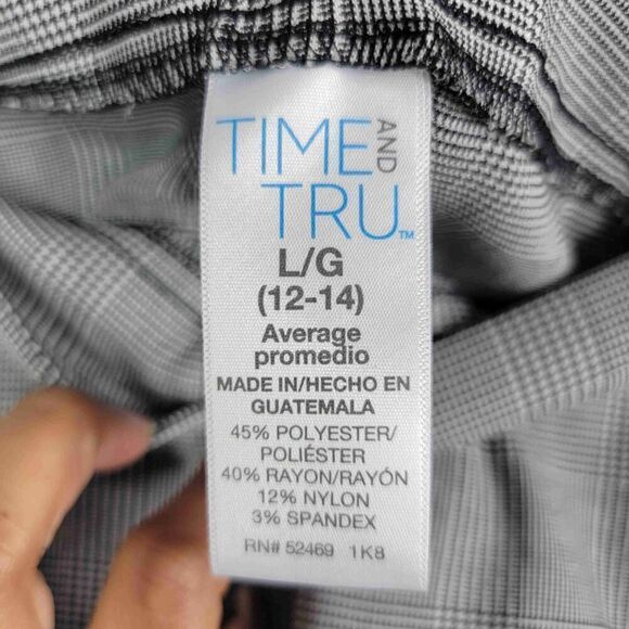 Time And Tru Grey Plaid High Waisted Pants Size Large - Picture 6 of 7